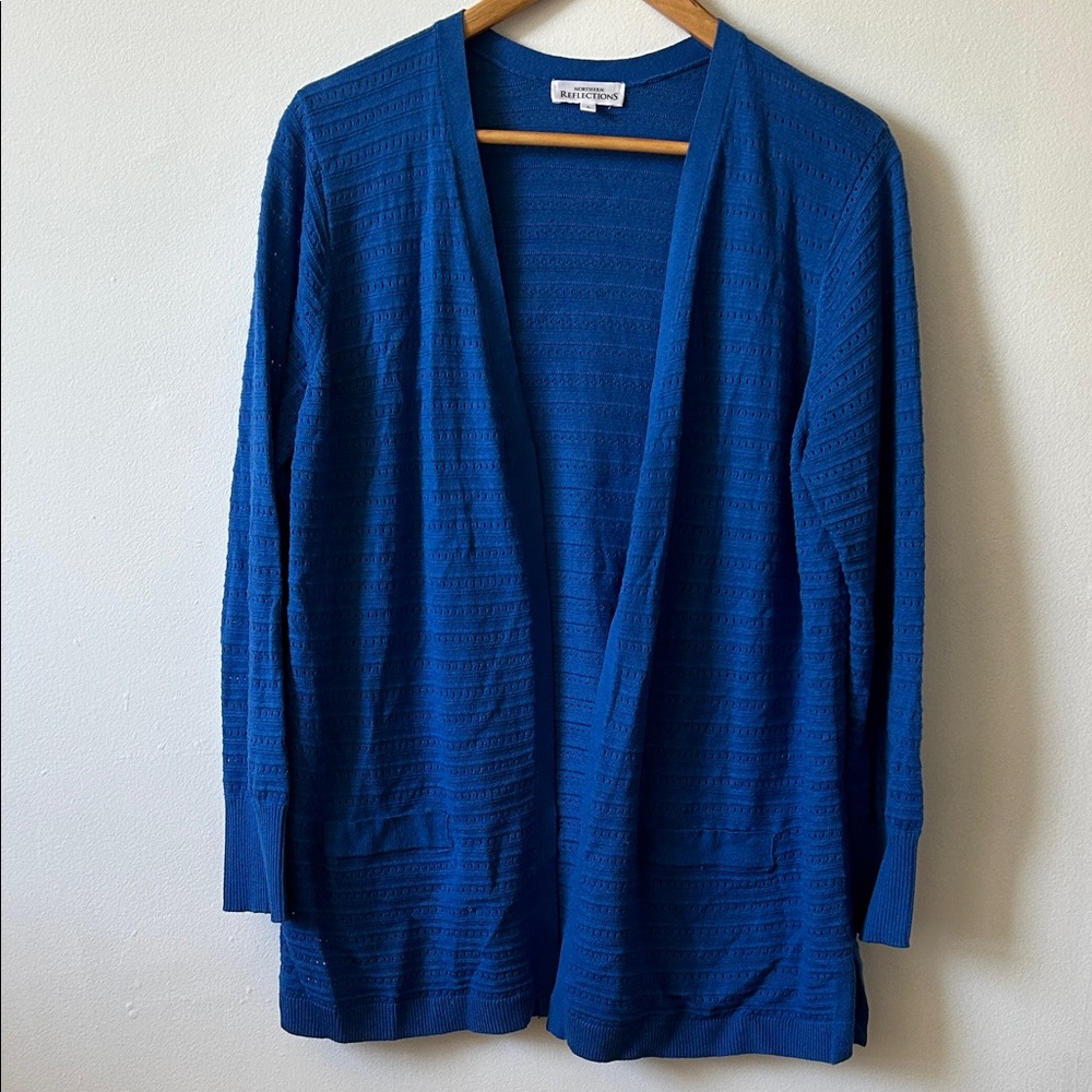 Talbots Open-Front Cardigan Sweater in Royal Blue